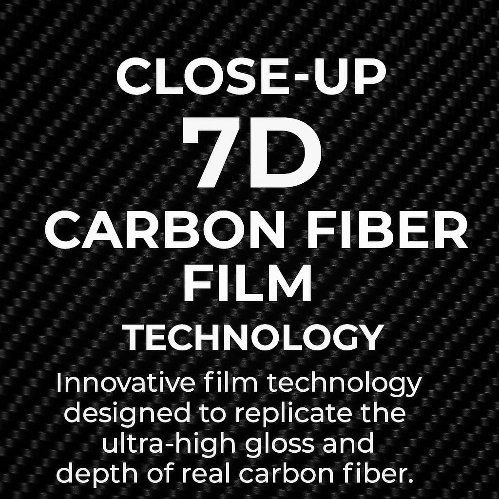 RockRose 7D Super Glossy Black Carbon Fiber Vinyl Wrap - Anti-Wrinkle