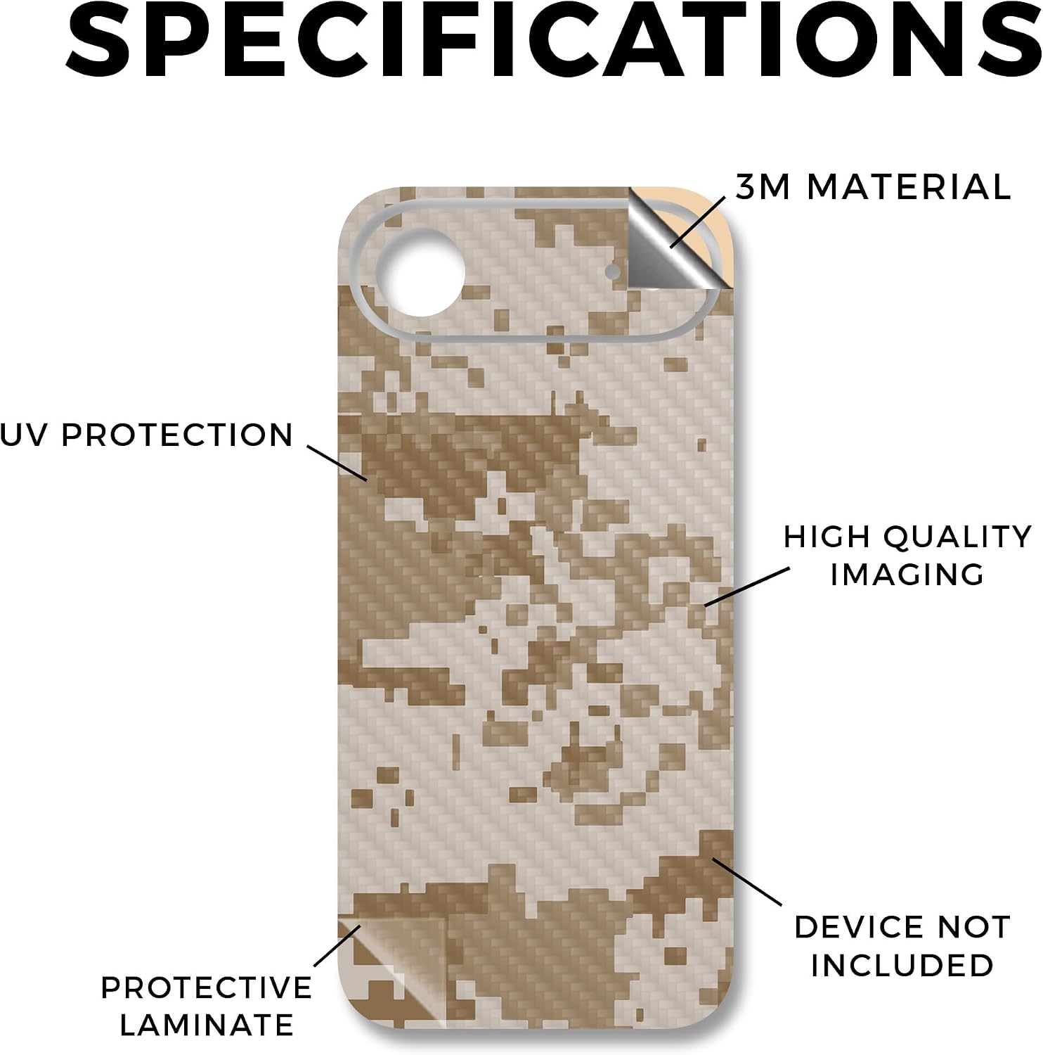 Carbon Fiber Phone Skin Compatible with Apple iPhone Air - Desert Camo - Premium 3M Vinyl Protective Wrap Decal Cover - Easy to Apply | Crafted in The USA by MightySkins iPhone Air (Full Wrap) Textured Carbon Fiber Finish Desert Camo